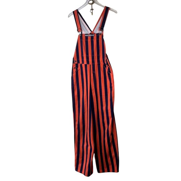Game Bibs Pants - GAME BIBS Orange Navy Blue Striped Overalls Unisex SMALL Broncos Bears Knicks